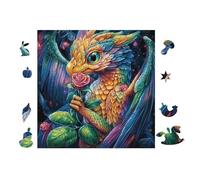 Puzzle De 100 Piezas para Adultos Dragón with Flower 28x28cm Cochetón Grueso Resistente Impresión HD Alivio del Estrés Ideal para Hobby Ocio En Casa Noches