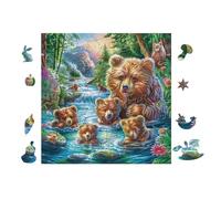 Puzzle De 100 Piezas para Adultos Familia de Osos en el Bosque 28x28cm Nivel Intermedio Ideal para Mejora De Habilidades Entrenamiento De Pensamiento Lógico Regalo