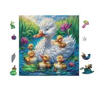 Puzzle De 100 Piezas para Adultos Familia de Patos en el Estanque de lotos 28x28cm Nivel Intermedio para Mejora De Habilidades Ideal para Entrenamiento De Pensamiento Lógico