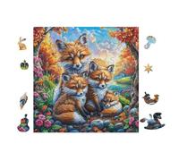 Puzzle De 100 Piezas para Adultos Familia de Zorros en el Bosque 28x28cm Puzzle Hobby Relajante Ideal para Tiempo Libre Diario Reduce El Estrés Mejora El Estado De Ánimo