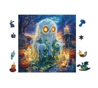 Puzzle De 100 Piezas para Adultos Fantasma con Calabaza 28x28cm Actividad De Team Building para Compañeros De Oficina Juego De Grupo Divertido Mejora La