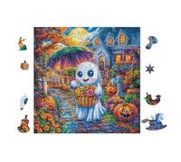 Puzzle De 100 Piezas para Adultos Fantasma con Calabaza 28x28cm Puzzle Hobby Relajante Ideal para Tiempo Libre Diario Reduce El Estrés Mejora El Estado De Ánimo