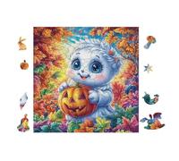 Puzzle De 100 Piezas para Adultos Fantasma con Calabaza 28x28cm Regalo De Acción De Gracias para Familia Ideal para Tiempo De Reunión Actividad De Grupo Divertida