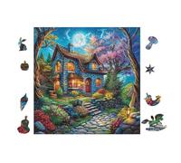 Puzzle De 100 Piezas para Adultos Fantasy Cabaña en la Cascada 28x28cm Regalo del Día De La Madre para Mamá Hobby Relajante Divertido Tiempo Libre Decoración del Hogar