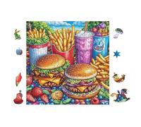 Puzzle De 100 Piezas para Adultos Fast Food Comida en Plato 28x28cm Nivel Intermedio para Mejora De Habilidades Ideal para Entrenamiento De Pensamiento Lógico