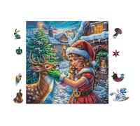 Puzzle De 100 Piezas para Adultos Feeding ReinCiervo at Christmas 28x28cm Actividad Vacaciones De Verano Ideal para Viaje Vacaciones Tiempo Libre En Casa Hobby Relajante