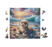 Puzzle De 100 Piezas para Adultos Foca Ocean 28x28cm Arte De PaRojo Enmarcable para Oficina Café Presentación Artística Única para Espacio Comercial
