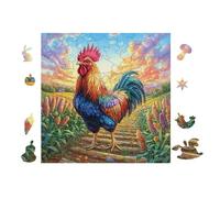 Puzzle De 100 Piezas para Adultos Gallo 28x28cm Cochetón Grueso Resistente Impresión HD Alivio del Estrés Ideal para Hobby Ocio En Casa Noches
