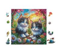 Puzzle De 100 Piezas para Adultos Gatitos en el jardín de Pascua 28x28cm Actividad En Interiores Vacaciones De Invierno Días Fríos Tiempo En Familia Hobby