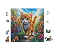 Puzzle De 100 Piezas para Adultos Gato 28x28cm Arte De PaRojo Enmarcable para Oficina Café Presentación Artística Única para Espacio Comercial