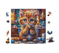 Puzzle De 100 Piezas para Adultos Gato 28x28cm Corte De Precisión Ajuste Rebabas Vínculo Padres-Hijos Juego Interactivo