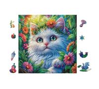 Puzzle De 100 Piezas para Adultos Gato con Flores 28x28cm Actividad En Interiores Vacaciones De Invierno Días Fríos Tiempo En Familia Hobby