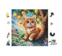Puzzle De 100 Piezas para Adultos Gato con Naranjas 28x28cm Nivel Intermedio para Mejora De Habilidades Ideal para Entrenamiento De Pensamiento Lógico