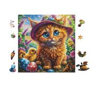 Puzzle De 100 Piezas para Adultos Gato con Sombrero de Bruja 28x28cm Nivel Intermedio para Mejora De Habilidades Ideal para Entrenamiento De Pensamiento Lógico