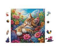 Puzzle De 100 Piezas para Adultos Gato Durmiendo 28x28cm Ideal para Actividades En Interiores Días De Lluvia Fines De Semana Tiempo En