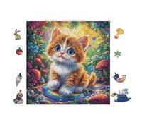 Puzzle De 100 Piezas para Adultos Gato Naranja en el jardín de Flores 28x28cm Regalo del Día De La Madre para Mamá Hobby Relajante Divertido Tiempo Libre Decoración del Hogar