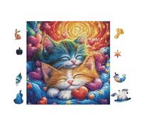 Puzzle De 100 Piezas para Adultos Gato with Arcoíris and Hearts 28x28cm Alto Nivel De Dificultad para Jugadores AFurgonetazados Ideal para Entrenamiento De Habilidades Desafíate