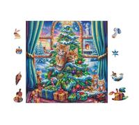 Puzzle De 100 Piezas para Adultos Gato with Gifts 28x28cm Puzzle Coleccionable para Aficionados Duradero Impresión Vibrante No DesFurgonetaecible
