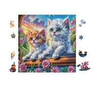 Puzzle De 100 Piezas para Adultos Gatos 28x28cm Apto para Niños Ideal para Interacción Padres-Hijos Mejora La Concentración De Los Niños Regalo