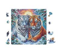 Puzzle De 100 Piezas para Adultos Gemelos Tigres en el Bosque nevado 28x28cm Cartón Ecológico Seguro No Tóxico Adolescentes Adultos Hobby Diario Regalo