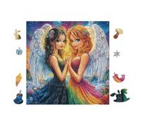 Puzzle De 100 Piezas para Adultos Hermanas ángeles arcoíris 28x28cm Montaje Fácil para Principiantes Ideal para Niños Adolescentes Mejora La Destreza Manual Regalo