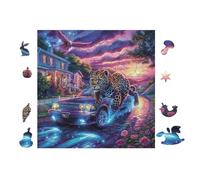 Puzzle De 100 Piezas para Adultos Jaguar en el Bosque Nocturno 28x28cm Nivel Intermedio para Mejora De Habilidades Ideal para Entrenamiento De Pensamiento Lógico