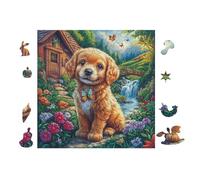 Puzzle De 100 Piezas para Adultos Jardín de Cachorro Beagle 28x28cm Nivel Intermedio Ideal para Mejora De Habilidades Entrenamiento De Pensamiento Lógico Regalo