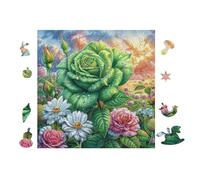 Puzzle De 100 Piezas para Adultos Jardín de Rosas Verdes 28x28cm Cartón Grueso Resistente Impresión HD Alivio del Estrés Ideal para Hobby Ocio En Casa Noches