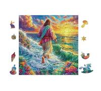 Puzzle De 100 Piezas para Adultos Jesús Camina sobre el Agua 28x28cm Duradero Reutilizable Regalo De Cumpleaños Amantes De Puzzles Familia Amigos