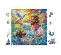 Puzzle De 100 Piezas para Adultos Jesús Camina sobre el Agua 28x28cm Impresión Vibrante No Desvanecible Arte De Pared Enmarcable Ideal para Salón Dormitorio Regalo