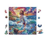 Puzzle De 100 Piezas para Adultos Jesús Camina sobre el Agua 28x28cm Puzzle De Alivio del Estrés para Empleados De Oficina Ideal para Relajación Después del Trabajo Hobby