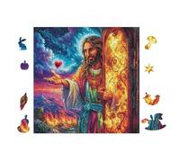 Puzzle De 100 Piezas para Adultos Jesús con corazón 28x28cm Regalo De Mudanza para Nuevos Propietarios Decoración De PaRojo Elegante Fácil De Enmarcar Divertida