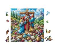 Puzzle De 100 Piezas para Adultos Jesús con Cruz y discípulos 28x28cm Apto para Toda La Familia Ideal para Reuniones Fiestas Encuentros De Amigos Actividad De Grupo
