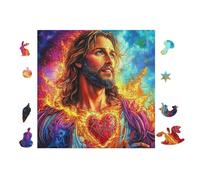 Puzzle De 100 Piezas para Adultos Jesús con el Sagrado Corazón 28x28cm Regalo del Día De La Madre para Mamá Hobby Relajante Divertido Tiempo Libre Decoración del Hogar
