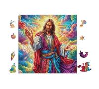 Puzzle De 100 Piezas para Adultos Jesús con Flores 28x28cm Nivel Intermedio para Mejora De Habilidades Ideal para Entrenamiento De Pensamiento Lógico