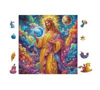Puzzle De 100 Piezas para Adultos Jesús con la Tierra 28x28cm Puzzle De Alivio del Estrés para Empleados De Oficina Ideal para Relajación Después del Trabajo Hobby