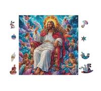 Puzzle De 100 Piezas para Adultos Jesús en el Trono 28x28cm Actividad De Team Building para Compañeros De Oficina Juego De Grupo Divertido Mejora La