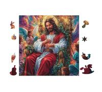 Puzzle De 100 Piezas para Adultos Jesus in Red Robe con Flores 28x28cm Nivel Experto Puzzle Desafiante Ideal para Coleccionistas Entrenamiento De Pensamiento Lógico
