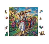 Puzzle De 100 Piezas para Adultos Jesús Lleva la Cruz 28x28cm Actividad De Team Building para Compañeros De Oficina Juego De Grupo Divertido Mejora La