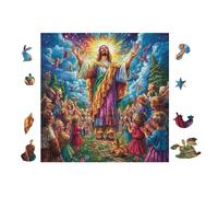 Puzzle De 100 Piezas para Adultos Jesús predica a la Multitud 28x28cm Actividad Vacaciones De Verano Ideal para Viaje Vacaciones Tiempo Libre En Casa Hobby Relajante
