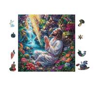 Puzzle De 100 Piezas para Adultos Jesús Reza en la montaña 28x28cm Regalo del Día De La Madre para Mamá Hobby Relajante Divertido Tiempo Libre Decoración del Hogar
