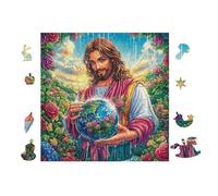 Puzzle De 100 Piezas para Adultos Jesús sosteniendo la Tierra 28x28cm Nivel Experto para Jugadores Avanzados Diversión Desafiante Ideal para Aficionados De Puzzles