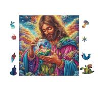 Puzzle De 100 Piezas para Adultos Jesús sostiene a un niño 28x28cm Regalo De Acción De Gracias para Familia Ideal para Tiempo De Reunión Actividad De Grupo Divertida