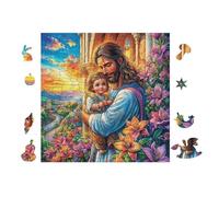 Puzzle De 100 Piezas para Adultos Jesús sostiene a un niño Art 28x28cm Regalo De Acción De Gracias Tiempo En Familia Mejora La Concentración La Paciencia