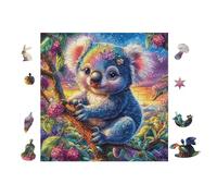 Puzzle De 100 Piezas para Adultos Koala en árbol de Flores 28x28cm Ideal para Actividades En Interiores Días De Lluvia Fines De SeHombrea Tiempo En