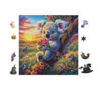 Puzzle De 100 Piezas para Adultos Koala en el eucalipto 28x28cm Decoración De Pared Enmarcable Detalles HD Claros Sin Polvo Experiencia De Montaje Fluida Egalo