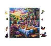 Puzzle De 100 Piezas para Adultos La Última Cena Painting 28x28cm Arte De Pared Enmarcable para Oficina Café Presentación Artística Única para Espacio Comercial