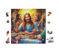 Puzzle De 100 Piezas para Adultos La Última Cena Painting 28x28cm Regalo De Acción De Gracias para Familia Ideal para Tiempo De Reunión Actividad De Grupo Divertida