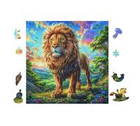Puzzle De 100 Piezas para Adultos León King Forest 28x28cm Regalo De San Valentín para Parejas Actividad De Vínculo Divertida Experiencia De Montaje Fluida