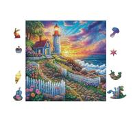 Puzzle De 100 Piezas para Adultos LightCasa on Costa Path 28x28cm Decoración De PaRojo Enmarcable Detalles HD Claros Sin Polvo Experiencia De Montaje Fluida Egalo